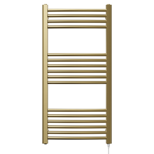 Colore Marco Brushed Brass 1000mm x 500mm Electric Heated Towel Rail Front View