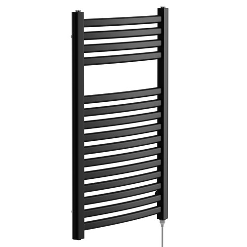 Colore Columbus Matt Black 800mm x 500mm Electric Heated Towel Rail Left Hand View