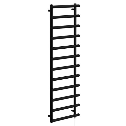 Colore Finley Matt Black 1750mm x 600mm Designer Electric Heated Towel Rail Left Hand View