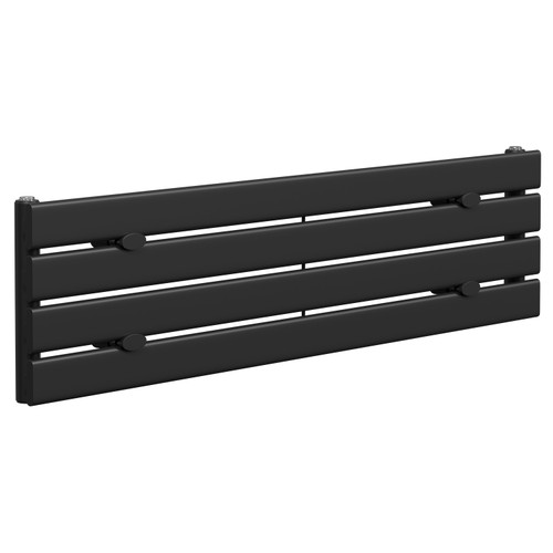 Colore Hudson Matt Black 300mm x 1200mm Horizontal Single Panel Radiator Left Hand View