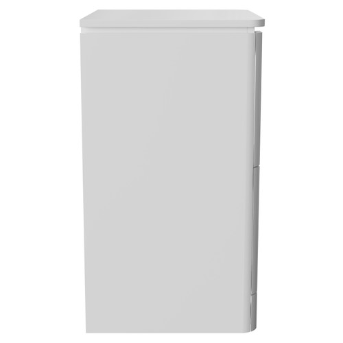 Carlo Gloss White 600mm Floor Standing Vanity Unit for Countertop Basins with 2 Handleless Drawers Side View