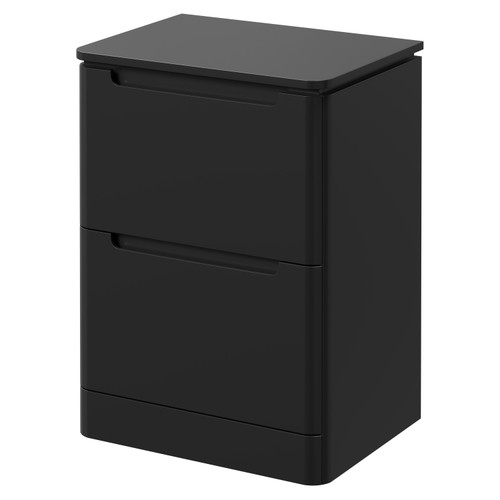 Carlo Matt Black 600mm Floor Standing Vanity Unit for Countertop Basins with 2 Handleless Drawers Right Hand View