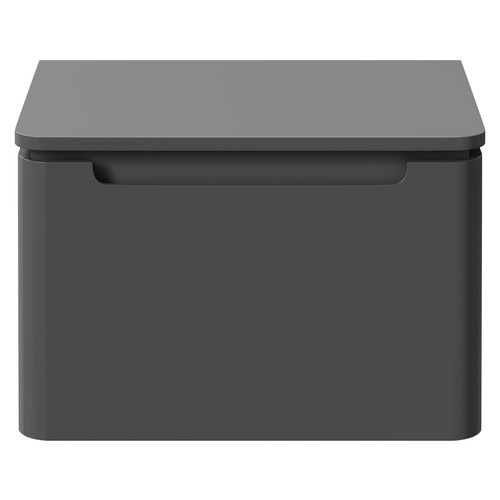 Carlo Matt Cement 600mm Wall Mounted Vanity Unit for Countertop Basins with Single Handleless Drawer Front View