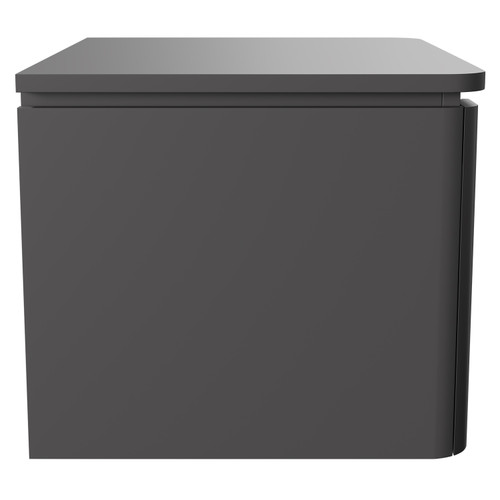 Carlo Matt Cement 600mm Wall Mounted Vanity Unit for Countertop Basins with Single Handleless Drawer Side View