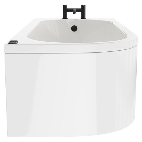 Arc 1700mm x 750mm 6 Jet Matt Black V-Tec Right Hand Curved Whirlpool Shower Bath with White Acrylic Front Bath Panel Side View