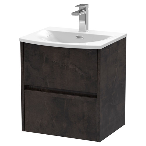 Hudson Reed Havana Metallic Slate 500mm Wall Hung 2 Drawer Vanity Unit with 30mm Profile Curved Basin - HAV2602G Main Image