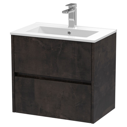 Hudson Reed Havana Metallic Slate 600mm Wall Hung 2 Drawer Vanity Unit with 18mm Profile Basin - HAV2604B Main Image