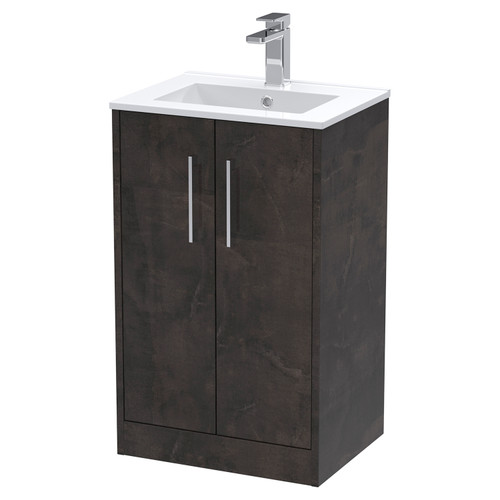 Hudson Reed Juno Metallic Slate 500mm 2 Door Vanity Unit with 18mm Profile Basin - JNU2601B Main Image