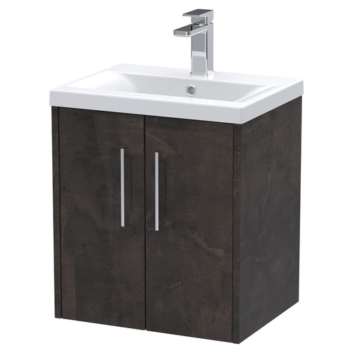 Hudson Reed Juno Metallic Slate 500mm Wall Hung 2 Door Vanity Unit with 40mm Profile Basin - JNU2621A Main Image