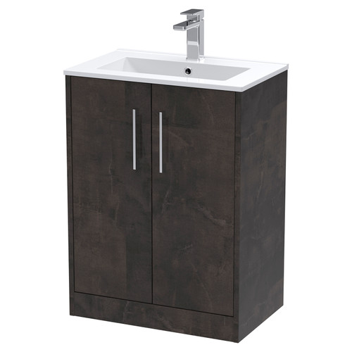 Hudson Reed Juno Metallic Slate 600mm 2 Door Vanity Unit with 18mm Profile Basin - JNU2603B Main Image