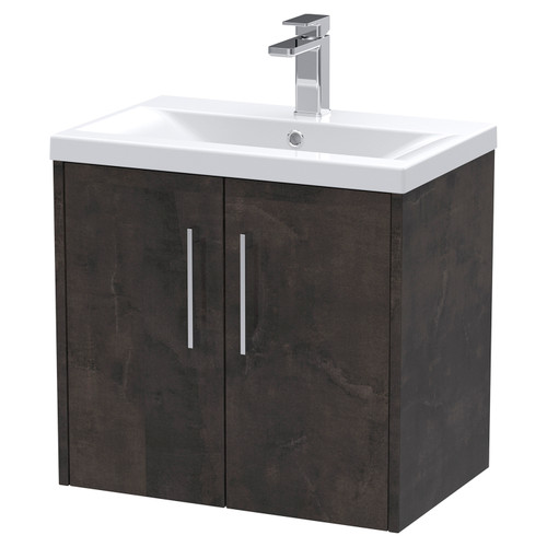 Hudson Reed Juno Metallic Slate 600mm Wall Hung 2 Door Vanity Unit with 40mm Profile Basin - JNU2623A Main Image