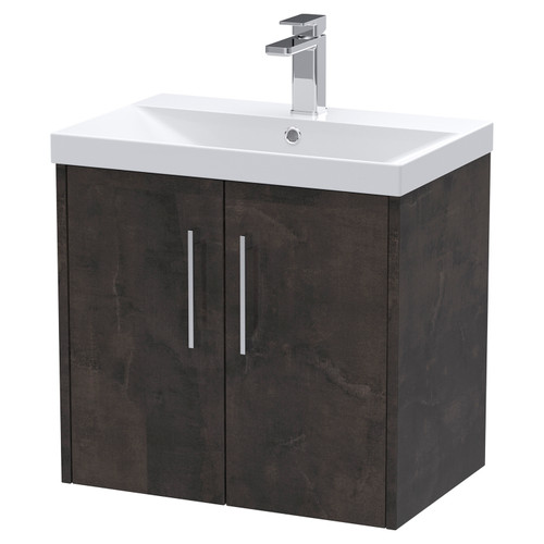 Hudson Reed Juno Metallic Slate 600mm Wall Hung 2 Door Vanity Unit with 50mm Profile Basin - JNU2623D Main Image
