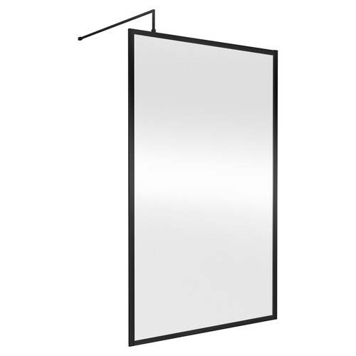 Nuie 1200mm x 1850mm Full Outer Frame Wetroom Screen with Matt Black Support Bar - WRFBP1812 Main Image