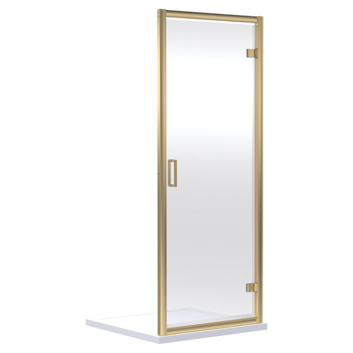 Nuie Rene Brushed Brass 700mm Hinged Shower Door - SQHD70BB Main Image