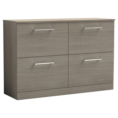 Nuie Arno Solace Oak 1200mm 4 Drawer Vanity Unit with Worktop - ARN2533W2
