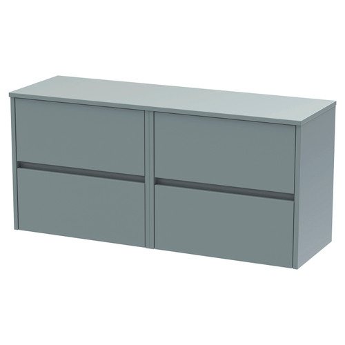 Hudson Reed Havana Coastal Grey 1200mm Wall Hung 4 Drawer Vanity Unit with Worktop - HAV2304W2