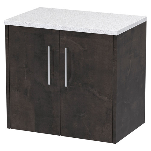 Hudson Reed Juno Metallic Slate 600mm Wall Hung 2 Door Vanity Unit with Sparkling White Worktop - JNU2623LSW