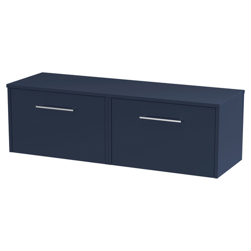 Hudson Reed Juno Midnight Blue 1200mm Wall Hung 2 Drawer Vanity Unit and Worktop - JNU2922W2