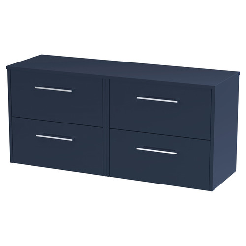 Hudson Reed Juno Midnight Blue 1200mm Wall Hung 4 Drawer Vanity Unit and Worktop - JNU2924W2