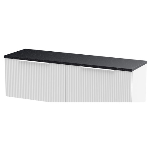Hudson Reed Fluted Satin White 1200mm Wall Hung 2 Drawer Vanity Unit with Sparkling Black Worktop - DFF194LSB2