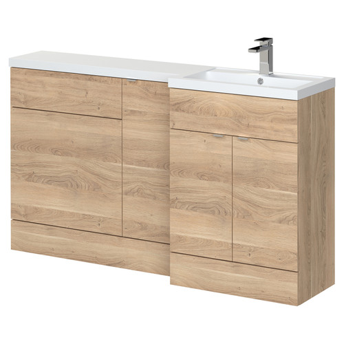 Hudson Reed Fusion Bleached Oak 1500mm Full Depth Combination 3 Door Vanity and 600mm Toilet Unit with Right Hand Basin - CBI3014