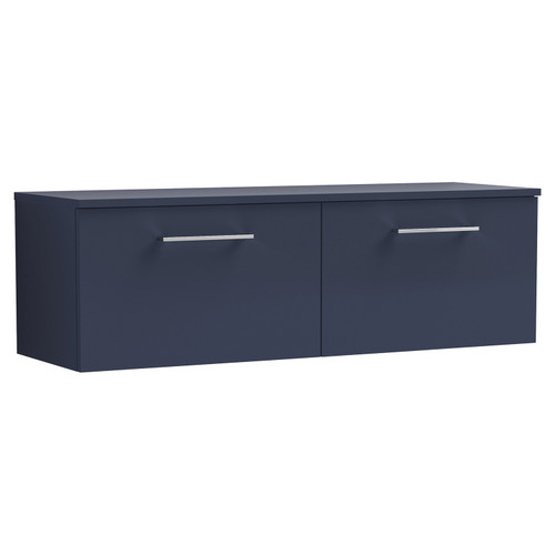 Nuie Arno Midnight Blue 1200mm Wall Hung 2 Drawer Vanity Unit with Worktop - ARN2922W2