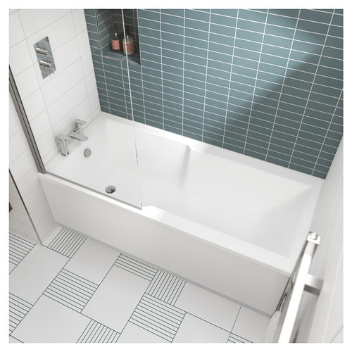 Nuie Square 1700mm x 750mm Straight Shower Bath Lifestyle