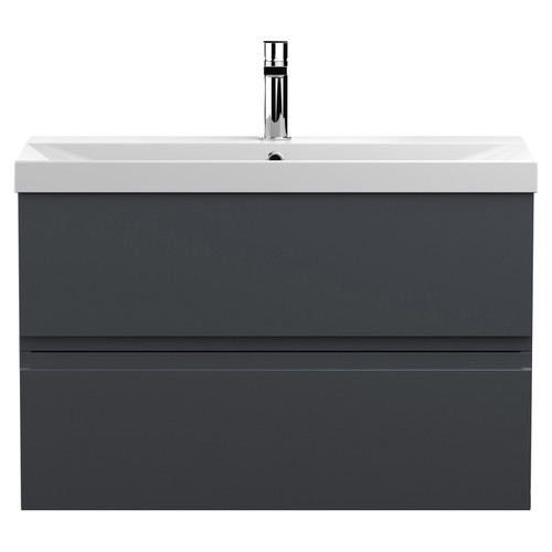 Hudson Reed Urban Soft Black 800mm Wall Hung 2 Drawer Vanity Unit with 50mm Profile Basin - URB1406D