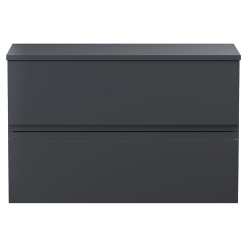 Hudson Reed Urban Soft Black 800mm Wall Hung 2 Drawer Vanity Unit with Worktop - URB1406W