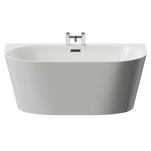 Georgia 1500mm x 750mm Round Double Ended Freestanding Back to Wall Bath with Tap Ledge Front View