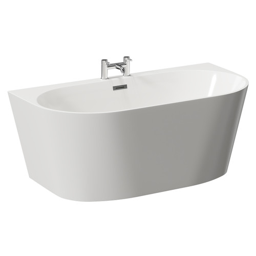 Georgia 1500mm x 750mm Round Double Ended Freestanding Back to Wall Bath with Tap Ledge Left Hand View