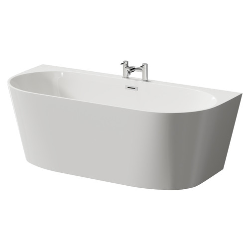 Georgia 1700mm x 800mm Round Double Ended Freestanding Back to Wall Bath with Tap Ledge Right Hand View