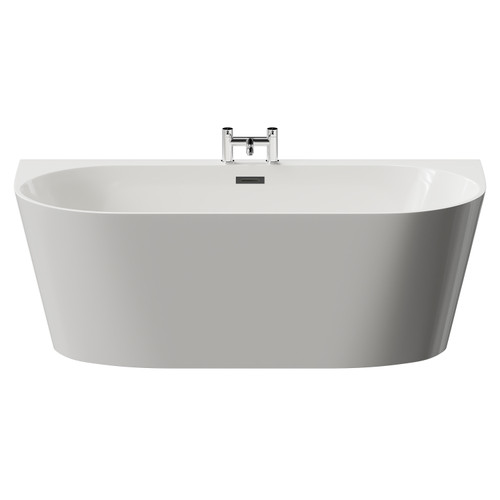 Georgia 1700mm x 800mm Round Double Ended Freestanding Back to Wall Bath with Tap Ledge View from Front