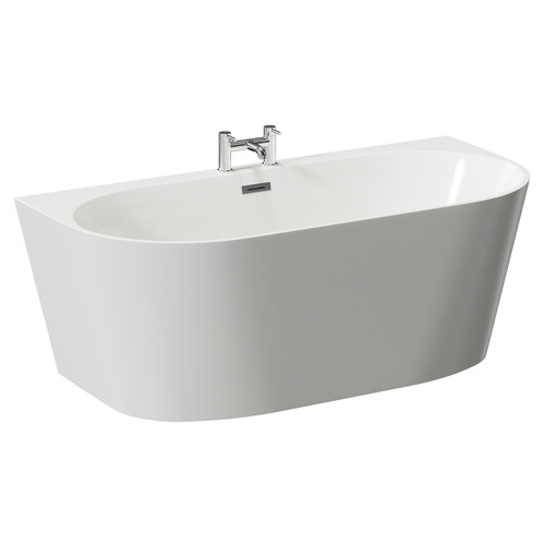 Georgia 1600mm x 750mm Round Double Ended Freestanding Back to Wall Bath with Tap Ledge Left Hand View