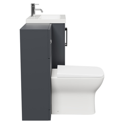 Avant Satin Anthracite 1100mm Floor Standing Vanity Unit Toilet Suite with 1 Tap Hole Basin and 2 Doors with Polished Chrome Handles Side View