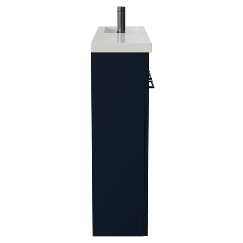 Napoli Combination Deep Blue 1000mm Floor Standing Vanity Unit with Slimline 1 Tap Hole Basin and 4 Doors with Gunmetal Grey Handles Side View