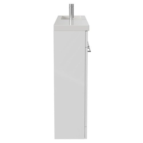 Napoli Combination Gloss White 1000mm Floor Standing Vanity Unit with Slimline 1 Tap Hole Basin and 4 Doors with Chrome Handles Side View