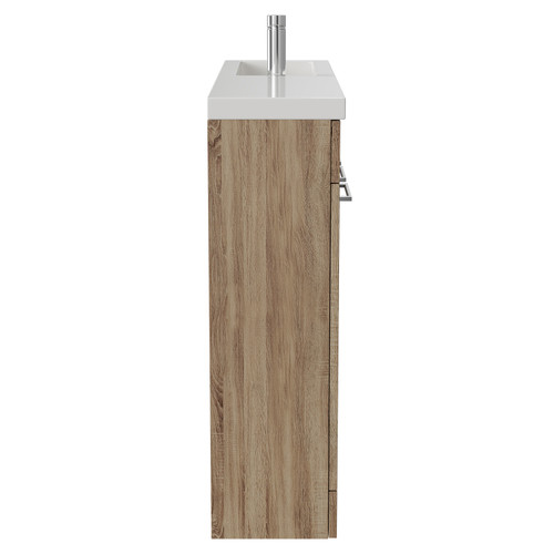 Napoli Combination Bordalino Oak 1000mm Floor Standing Vanity Unit with Slimline 1 Tap Hole Basin and 4 Doors with Chrome Handles Side View