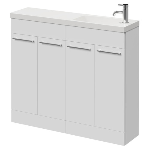 Napoli Combination Gloss White 1000mm Floor Standing Vanity Unit with Slimline 1 Tap Hole Round Basin and 4 Doors with Chrome Handles Right Hand View