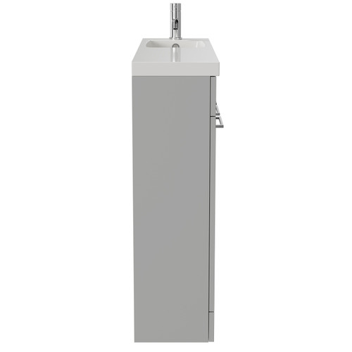 Napoli Combination Gloss Grey Pearl 1000mm Floor Standing Vanity Unit with Slimline 1 Tap Hole Round Basin and 4 Doors with Chrome Handles Side View
