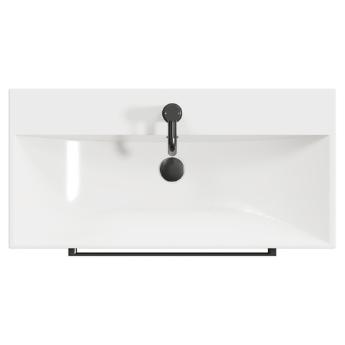 Napoli Bordalino Oak 800mm Wall Mounted Vanity Unit with 1 Tap Hole Slim Edge Basin and 2 Drawers with Gunmetal Grey Handles View from Top