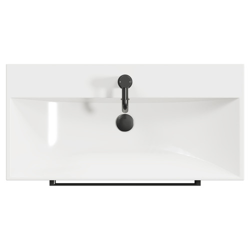 Napoli Deep Blue 800mm Floor Standing Vanity Unit with 1 Tap Hole Slim Edge Basin and 2 Drawers with Gunmetal Grey Handles View from Top