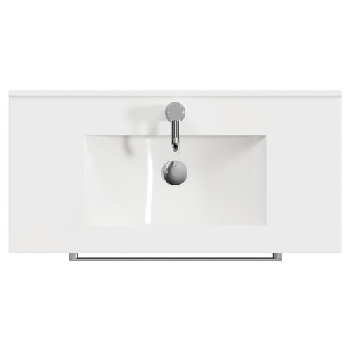 Napoli Gloss Grey 800mm Wall Mounted Vanity Unit with 1 Tap Hole Minimalist Basin and 2 Drawers with Chrome Handles View from Top