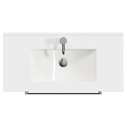 Napoli Deep Blue 800mm Floor Standing Vanity Unit with 1 Tap Hole Minimalist Basin and 2 Drawers with Chrome Handles View from Top