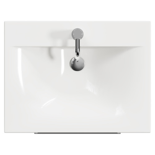 Napoli Deep Blue 600mm Floor Standing Vanity Unit with 1 Tap Hole Minimalist Basin and 2 Drawers with Chrome Handles View from Top