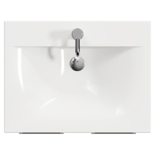 Napoli Deep Blue 600mm Floor Standing Vanity Unit with 1 Tap Hole Minimalist Basin and 2 Doors with Chrome Handles View from Top