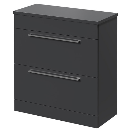Napoli Gloss Grey 800mm x 390mm Floor Standing Vanity Unit for Countertop Basins and 2 Drawers with Chrome Handles Right Hand View