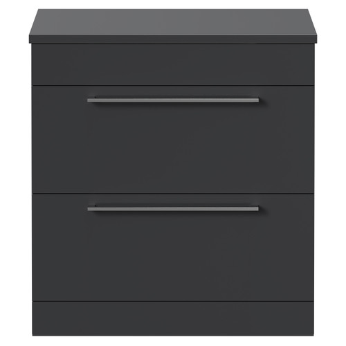 Napoli Gloss Grey 800mm x 390mm Floor Standing Vanity Unit for Countertop Basins and 2 Drawers with Chrome Handles Front View