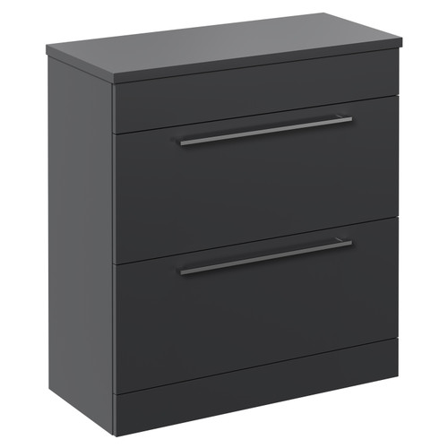 Napoli Gloss Grey 800mm x 390mm Floor Standing Vanity Unit for Countertop Basins and 2 Drawers with Chrome Handles Left Hand View