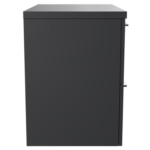 Napoli Gloss Grey 600mm x 390mm Wall Mounted Vanity Unit for Countertop Basins and 2 Drawers with Chrome Handles Side View